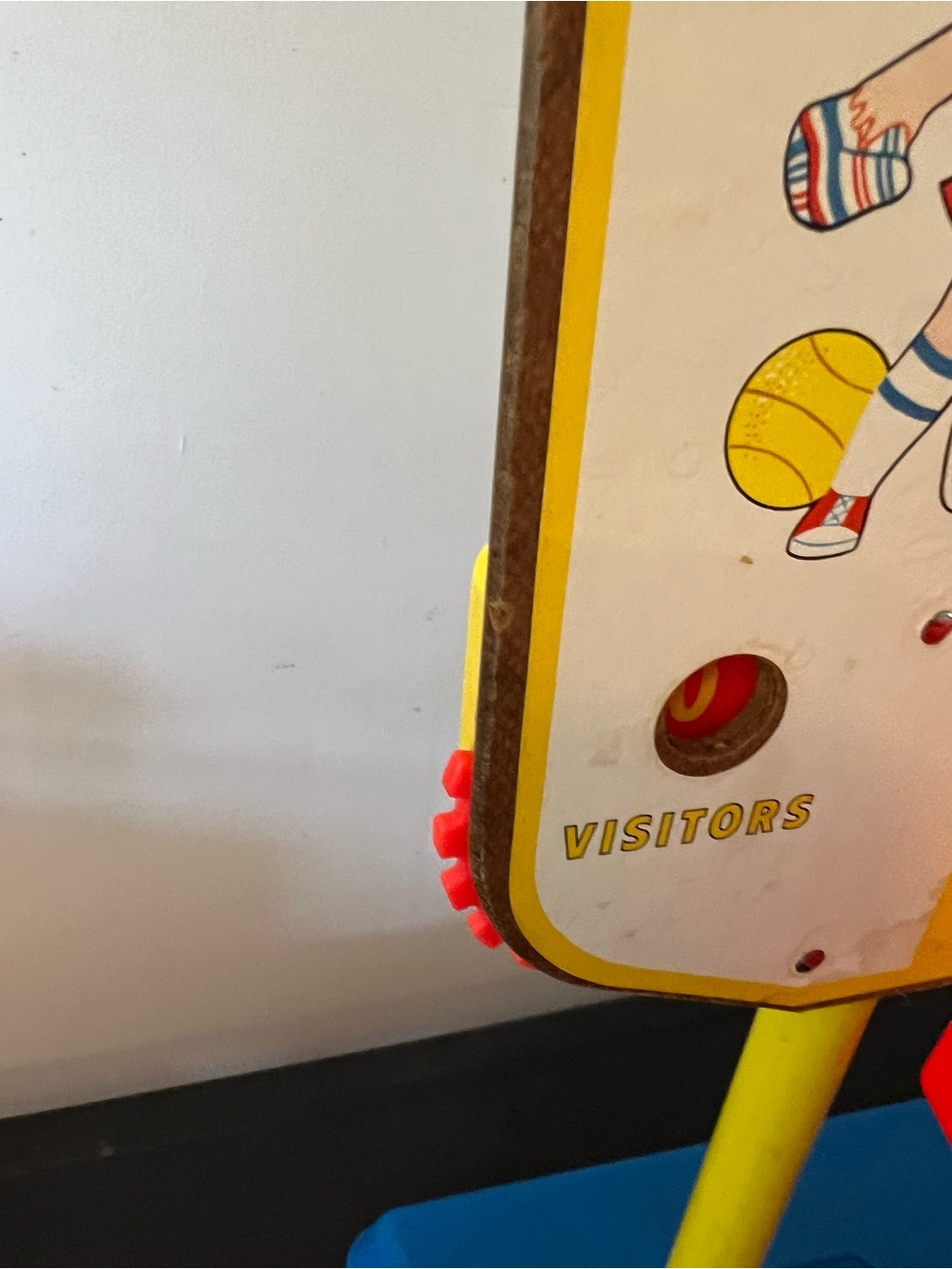 Vintage Fisher-Price Red, Blue & Yellow Kids Table Top Basketball Hoop Toy - Picture 6 of 10